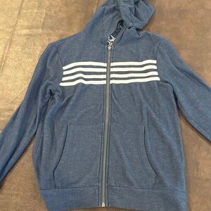 Chaser size 12 Blue Zip-Up Hoodie with White Stripes